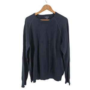 Brooks Brothers Men's XL Navy Cotton Crewneck Sweater Raglan Sleeve Preppy